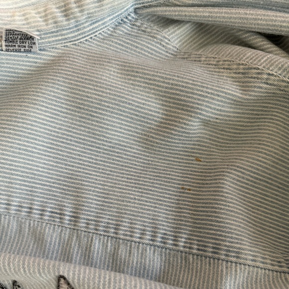 VINTAGE 90s Looney Tunes ACME Clothing Cotton Blue Pinstripe button down Medium - Picture 10 of 12